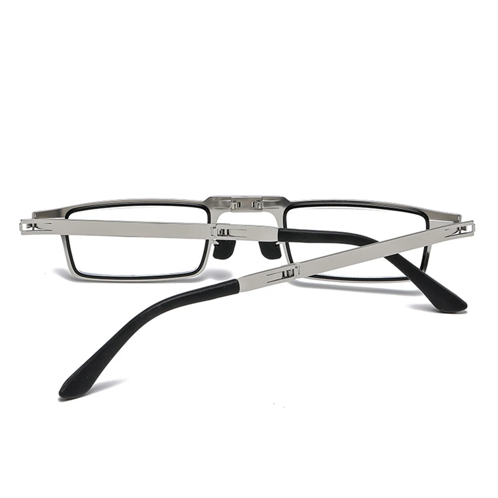 Men Reading Glasses Folding Square Frame Computer Glasses Glasses for Sight Plus Farsightedness with Case Black Male Gafas +1,2