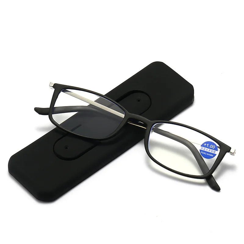 KLASSNUM Portable Reading Glasses Eyeglasses Men Women Square Magnifying Glasses Plus Eyepiece Multi Functional Phone Holder