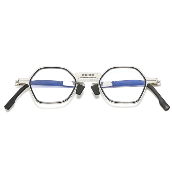 Men's Foldable Reading Glasses - Round Polygon Frame - Image 5