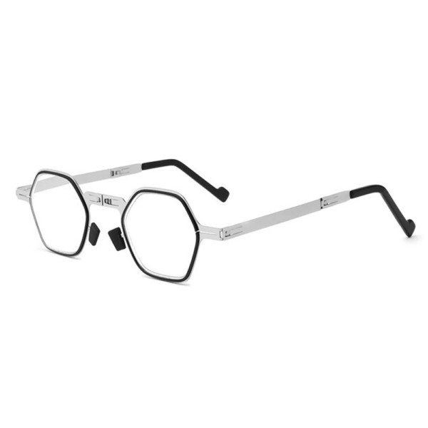 Men's Foldable Reading Glasses - Round Polygon Frame - Image 4