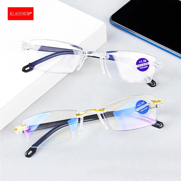 Klassnum Men's Magnifying Reading Glasses - Rimless & Clear Lens - Image 2