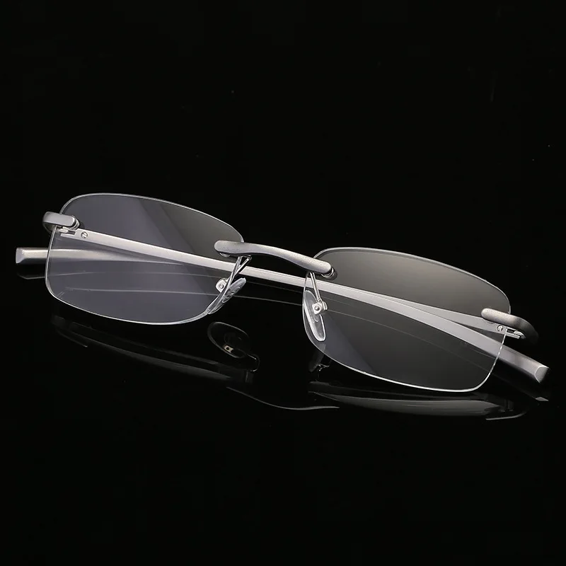 KLASSNUM Plus Reading Glasses Men Rimless Alloy Frame Luxury Presbyopic Glasses Magnifing Presbyopia Clear Glasses +1.0 1.5 4.0