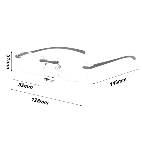 Klassnum Men's Clear Lens Reading Glasses - Rimless Alloy Frame - Image 6