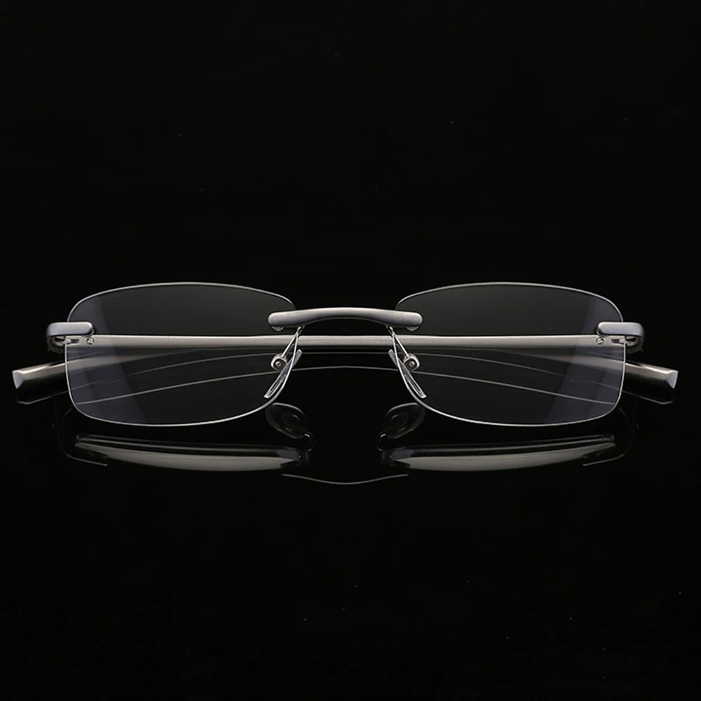 KLASSNUM Plus Reading Glasses Men Rimless Alloy Frame Luxury Presbyopic Glasses Magnifing Presbyopia Clear Glasses +1.0 1.5 4.0