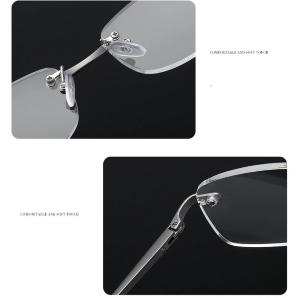 Klassnum Men's Clear Lens Reading Glasses - Rimless Alloy Frame - Image 4