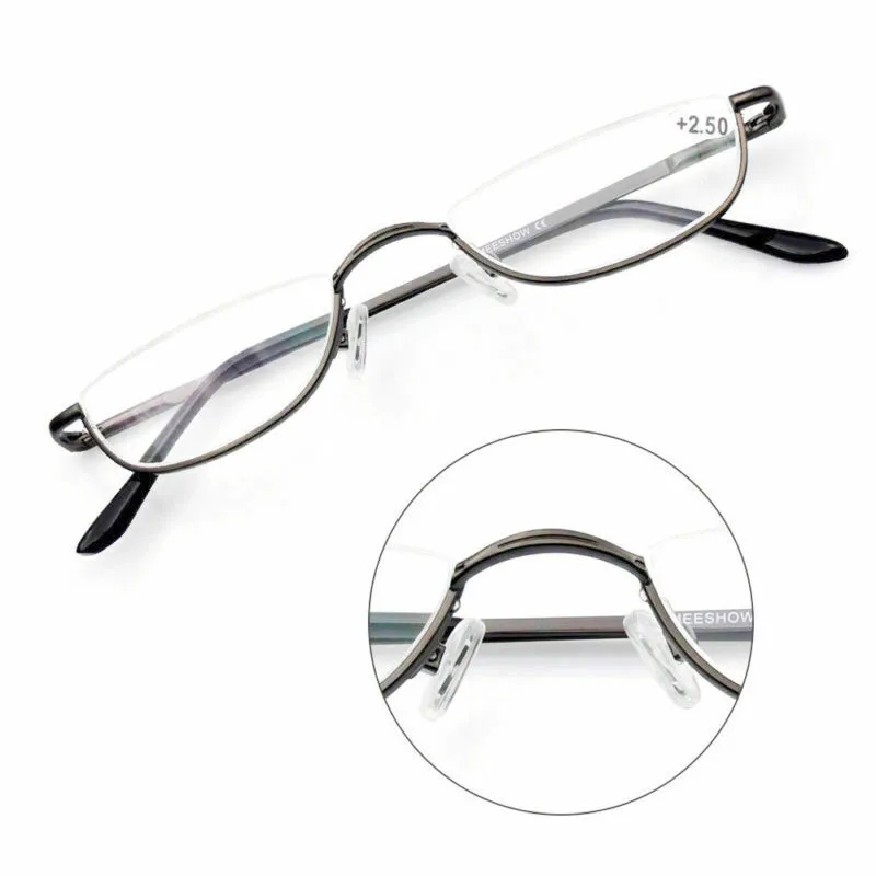 Half Frame Reading Glasses Vintage Women Clear Presbyopia Eyeglasses Men Magnifier Glassware with Degree +1 +1.5 +2 +2.5 +4 Red