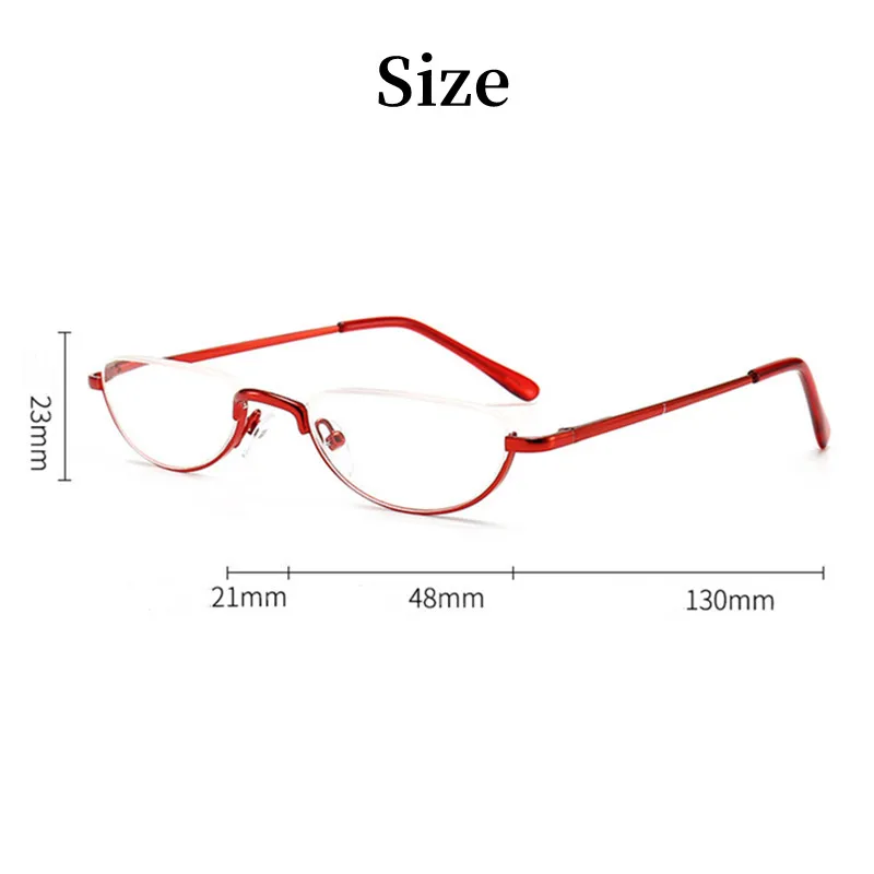 Half Frame Reading Glasses Vintage Women Clear Presbyopia Eyeglasses Men Magnifier Glassware with Degree +1 +1.5 +2 +2.5 +4 Red