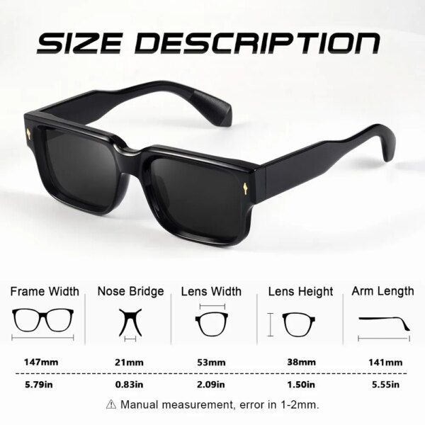 AOFLY Designer Rectangle Sunglasses for Travel & Beach with Anti-Glare - Image 4