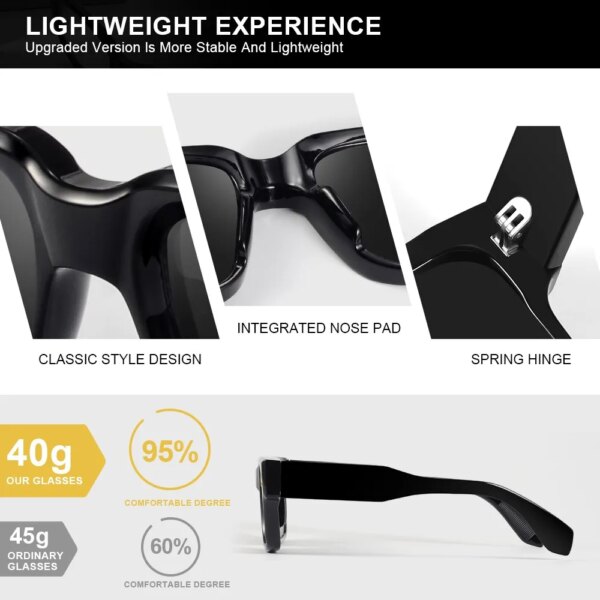 AOFLY Designer Rectangle Sunglasses for Travel & Beach with Anti-Glare - Image 3