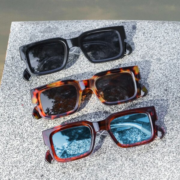 AOFLY Trendy Small Rectangle Sunglasses: Leopard Print Edition - Image 2