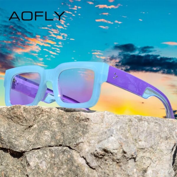 AOFLY Trendy Small Rectangle Sunglasses: Leopard Print Edition