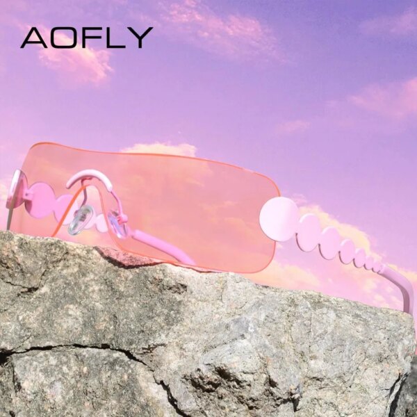 AOFLY Luxury Brand Rimless Sunglasses with Integrated Surround