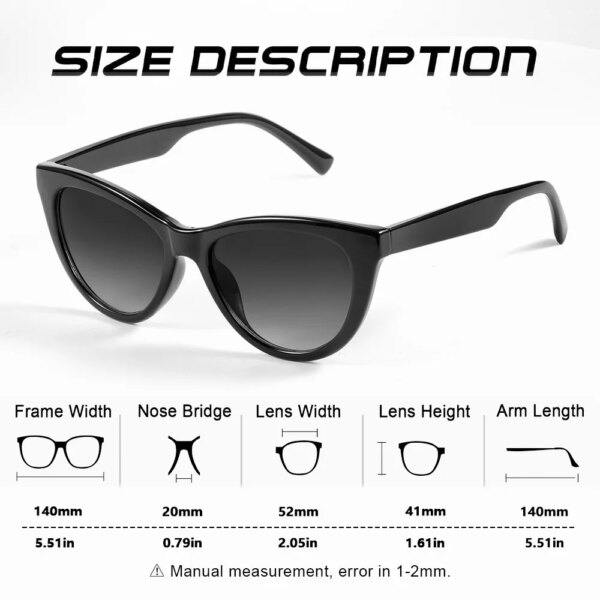 AOFLY Fashionable Black Cat Eye Sunglasses: 2025 Y2K Style - Image 3