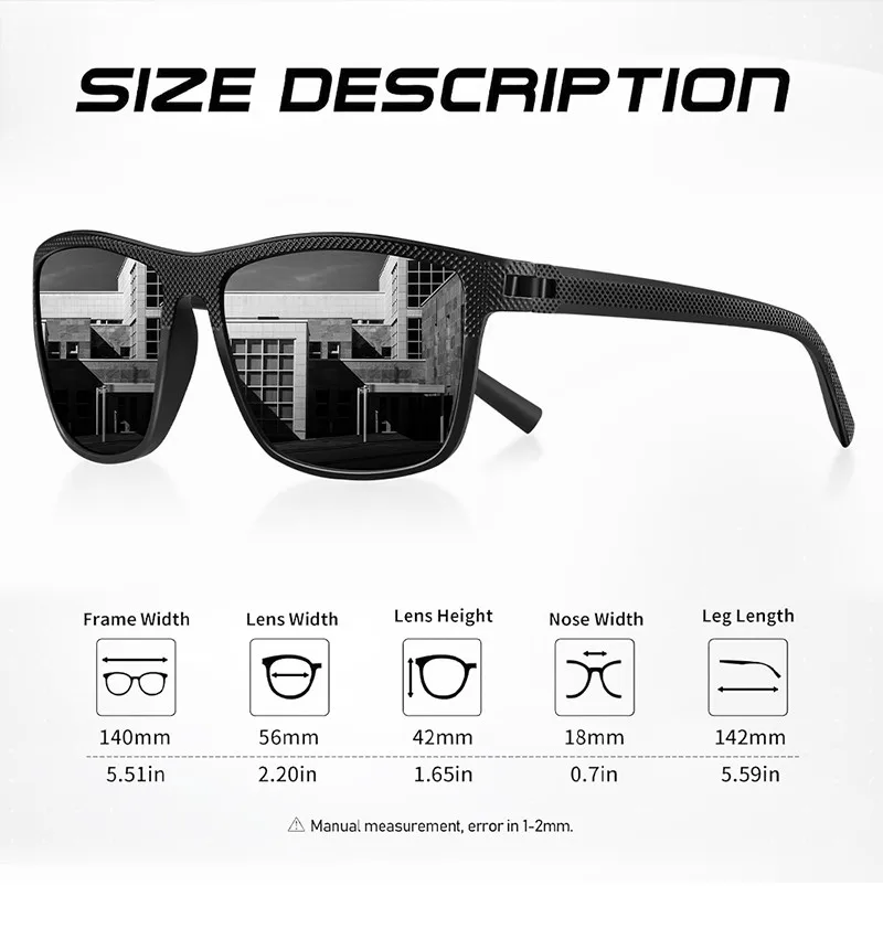 AOFLY Polarized Sunglasses for Men UV400 Protection Lightweight Frame Driving Fishing Golf Square Fashion Sun Glasses Women