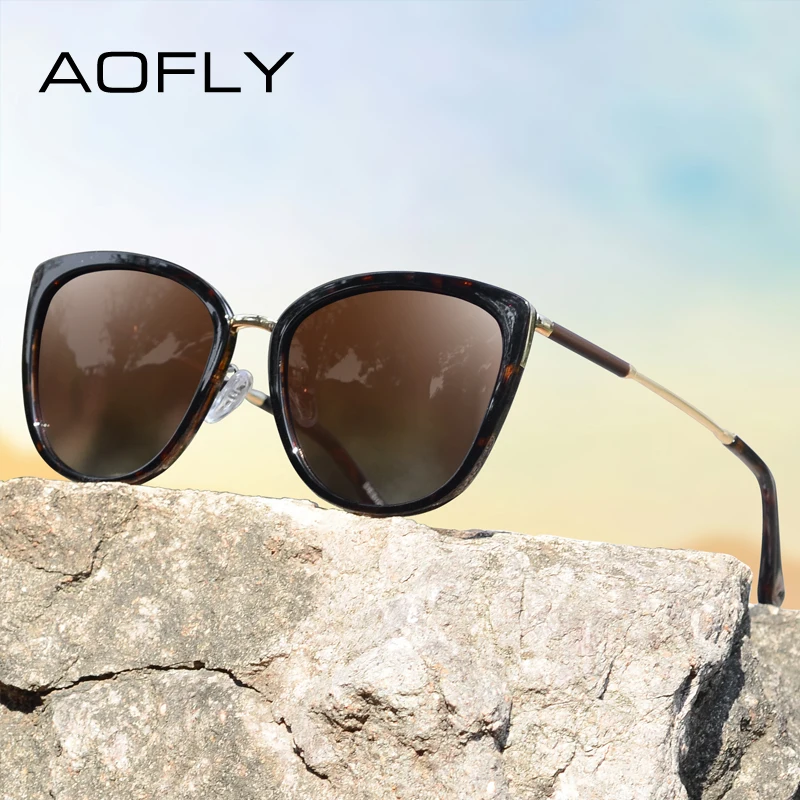 AOFLY Women Polarized Sunglasses Fashion Cat Eye Ladies Luxury Brand Trending Oversized Sunglasses Female UV400 Protection