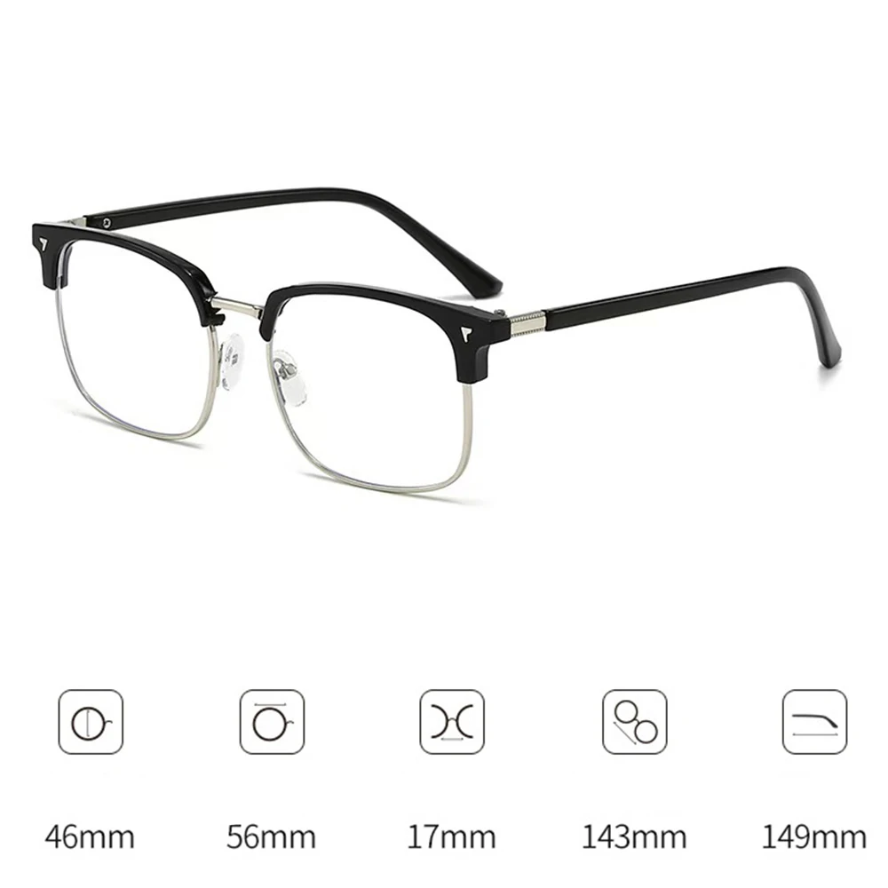 KLASSNUM Man Photochromic Colored Glasses Half Frame Anti Blue Light Discoloration Eyepiece Computer Transparent Sunglasses New