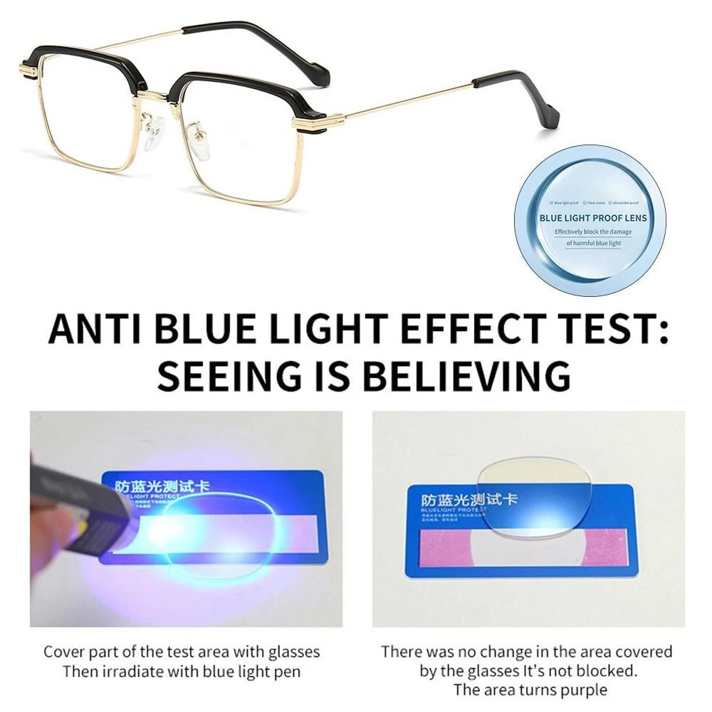 KLASSNUM Men Anti-Blue Light Glasses Photochromic Half Frame Eye Protection Glasses Ultra Light Computer Eyeglasses Sunglasses