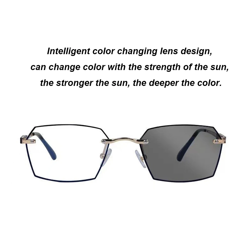 KLASSNUM Men Photochromic Anti Blue Light Glasses Slim Frame Ultra Light Eyepiece Transparent Computer Chameleon Sunglasses New