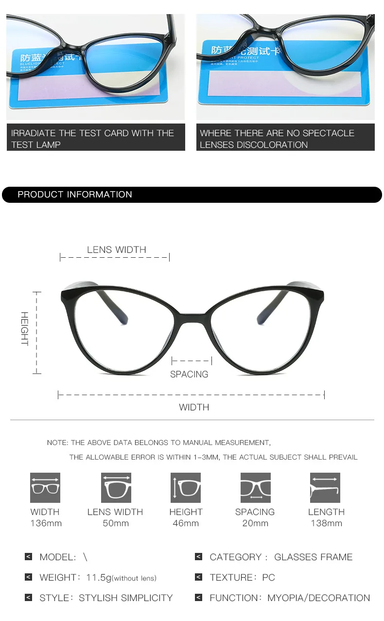 Anti Blue Light Glasses Women Cat Eye Computer Eyeglasses Vintage Transparent Optical Spectacle Eyewear Frame Light Blocking