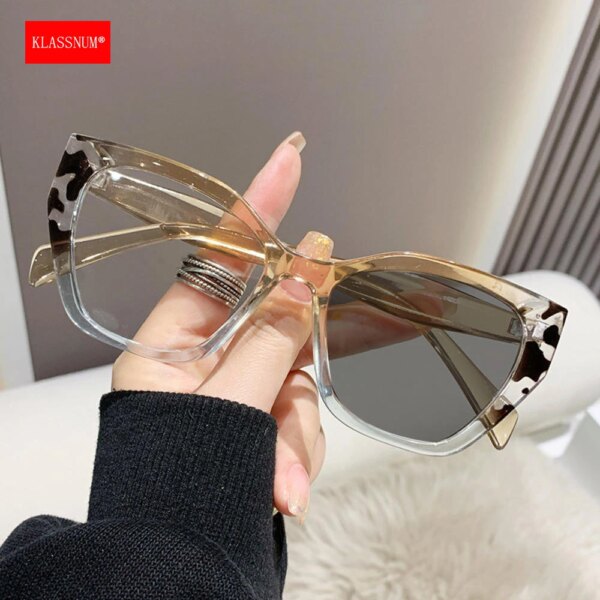 Women's Transparent Cat Eye Glasses with Flat Mirror: Anti-Blue Light, UV400, Xmas Gift