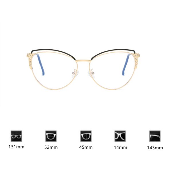 KLASSNUM Luxury Cat Eye Glasses for Women: Metal Frame, Rhinestones, & Transparent - Image 5