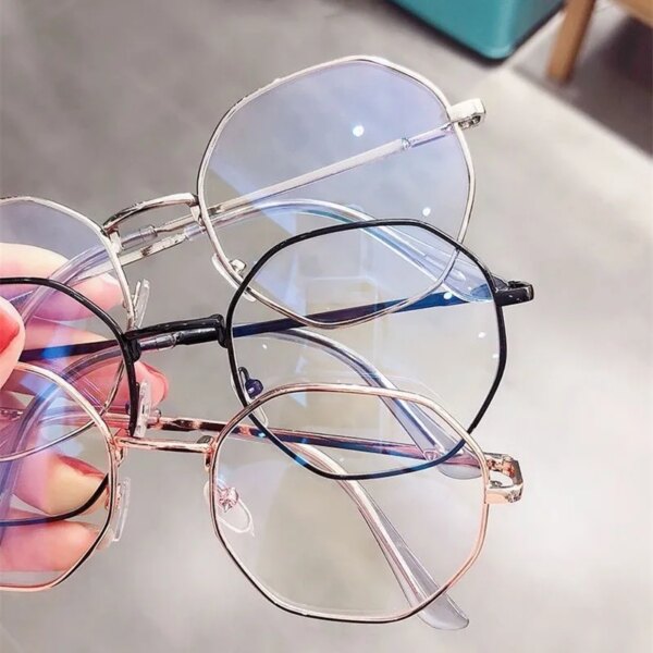 KLASSNUM Transparent Polygon Frame Glasses for Women: Ultra-Light, Anti-Blue Light, Flat Mirror - Image 2