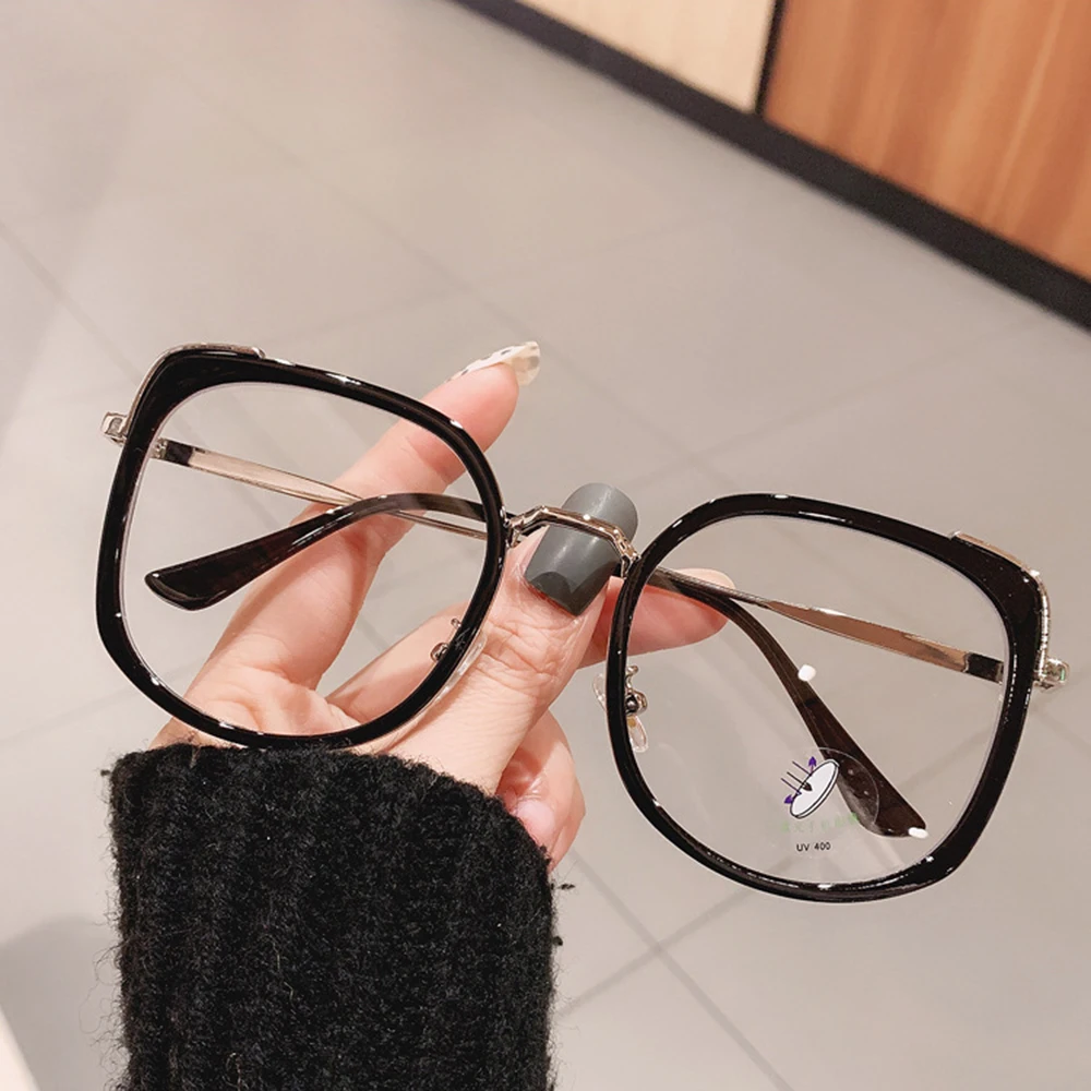 1PCs Fashion Oversized Square Women Glasses Frame Vintage Clear Anti-Blue-Ray Eyewear Men Optical Pink Frame Computer Goggle