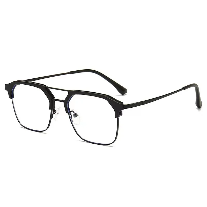 KLASSNUM Men Computer Glasses Anti-blue Light Double Beam Frame Flat Mirror Luxury Brand UV400 Transparent Eyeglasses 2023 New