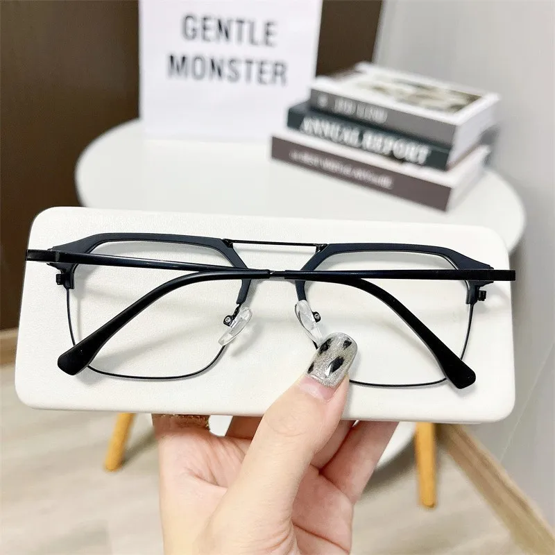 KLASSNUM Men Computer Glasses Anti-blue Light Double Beam Frame Flat Mirror Luxury Brand UV400 Transparent Eyeglasses 2023 New