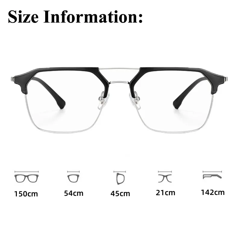 KLASSNUM Men Computer Glasses Anti-blue Light Double Beam Frame Flat Mirror Luxury Brand UV400 Transparent Eyeglasses 2023 New