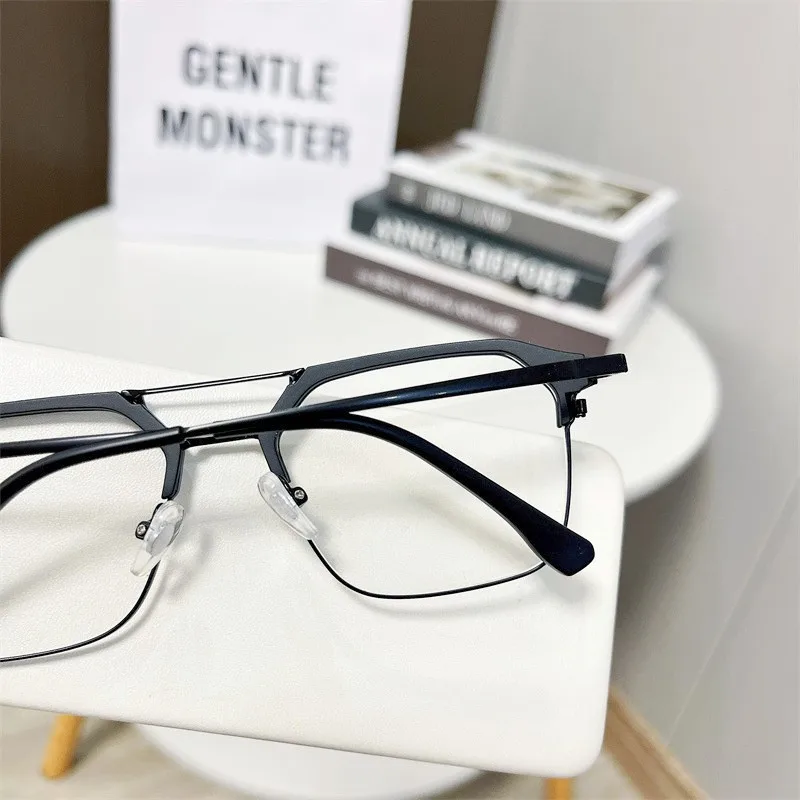 KLASSNUM Men Computer Glasses Anti-blue Light Double Beam Frame Flat Mirror Luxury Brand UV400 Transparent Eyeglasses 2023 New