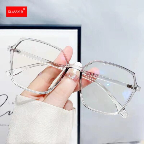 Women's Transparent Glasses with Blue Light Protection: Large Square Frame & Zero Lens