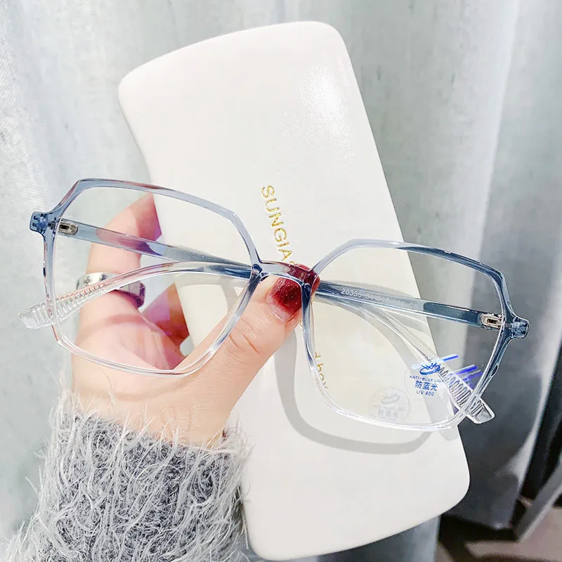 Transparent Anti Blue Light Glasses Large Frame Square Women Eyewear Zero Lens Optical Eyewear Frame Computer Glasses 2022 Trend