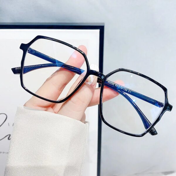 Women's Transparent Glasses with Blue Light Protection: Large Square Frame & Zero Lens - Image 4