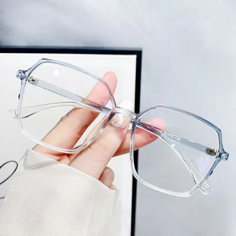 Transparent Anti Blue Light Glasses Large Frame Square Women Eyewear Zero Lens Optical Eyewear Frame Computer Glasses 2022 Trend