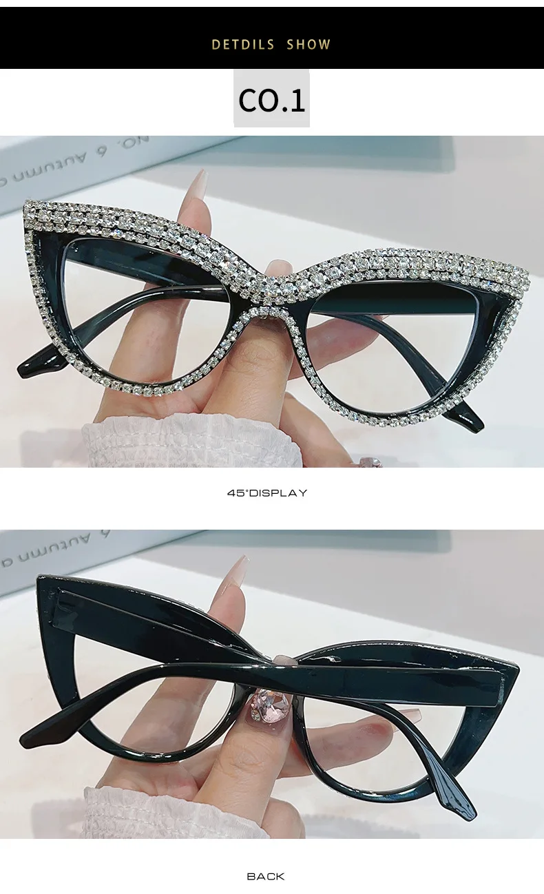 KLASSNUM Cat Eye Sunglasses Women With Rhinestones Vintage Brand Design Luxury Shades Sun Glasses Female Eyewear 2024 New In