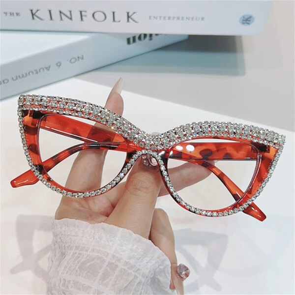 KLASSNUM Designer Cat Eye Sunglasses for Women: Rhinestones & Vintage Style - Image 4