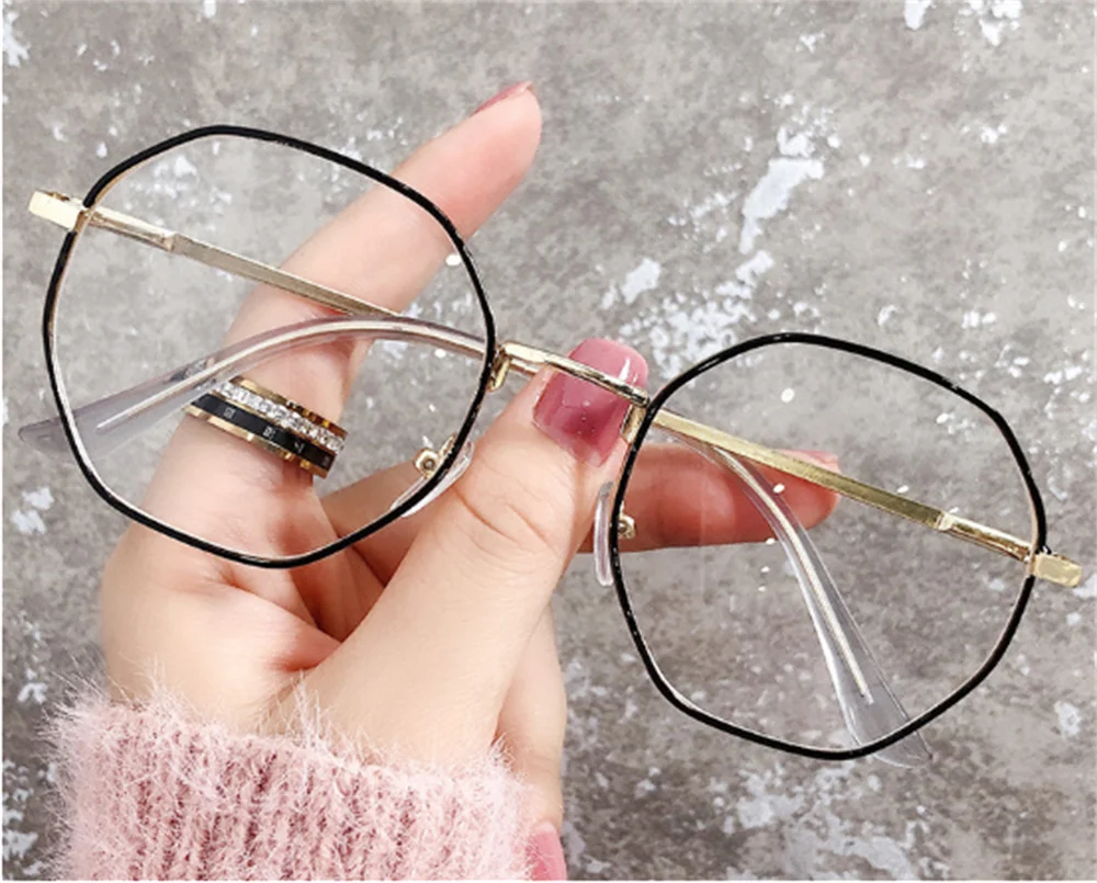 Women Vintage Anti-blue Light Glasses Octagonal FrameComputer Eyeglasses UV400 Optical Eyewear Trendy Transparent Glasses 2022