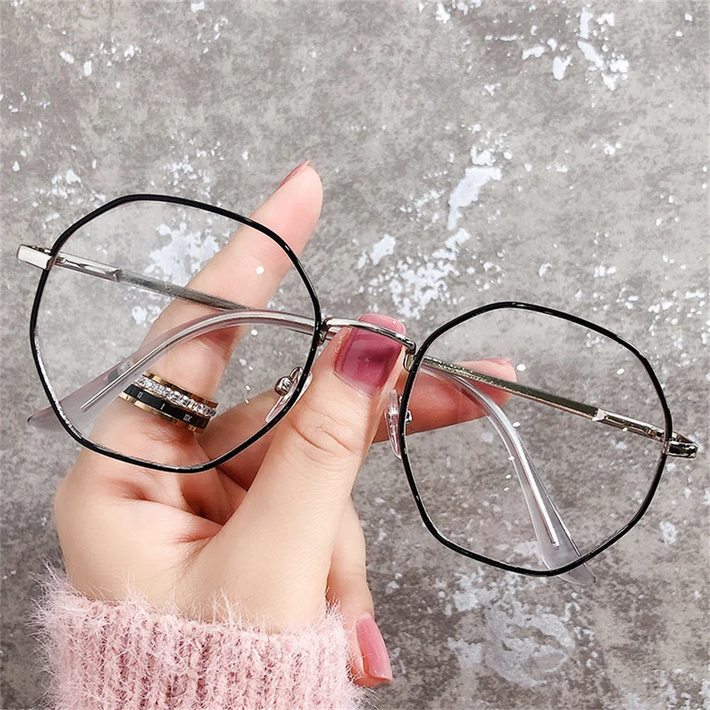 Women Vintage Anti-blue Light Glasses Octagonal FrameComputer Eyeglasses UV400 Optical Eyewear Trendy Transparent Glasses 2022