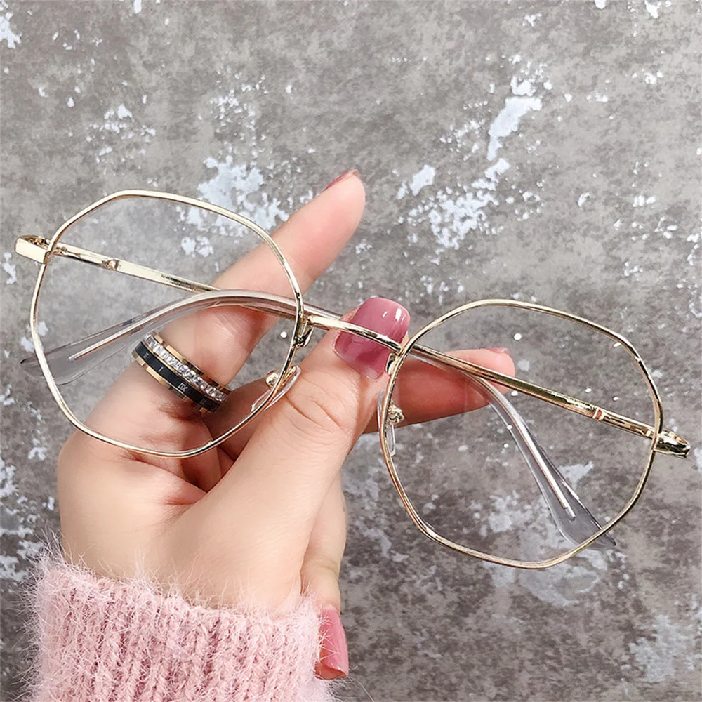 Women Vintage Anti-blue Light Glasses Octagonal FrameComputer Eyeglasses UV400 Optical Eyewear Trendy Transparent Glasses 2022