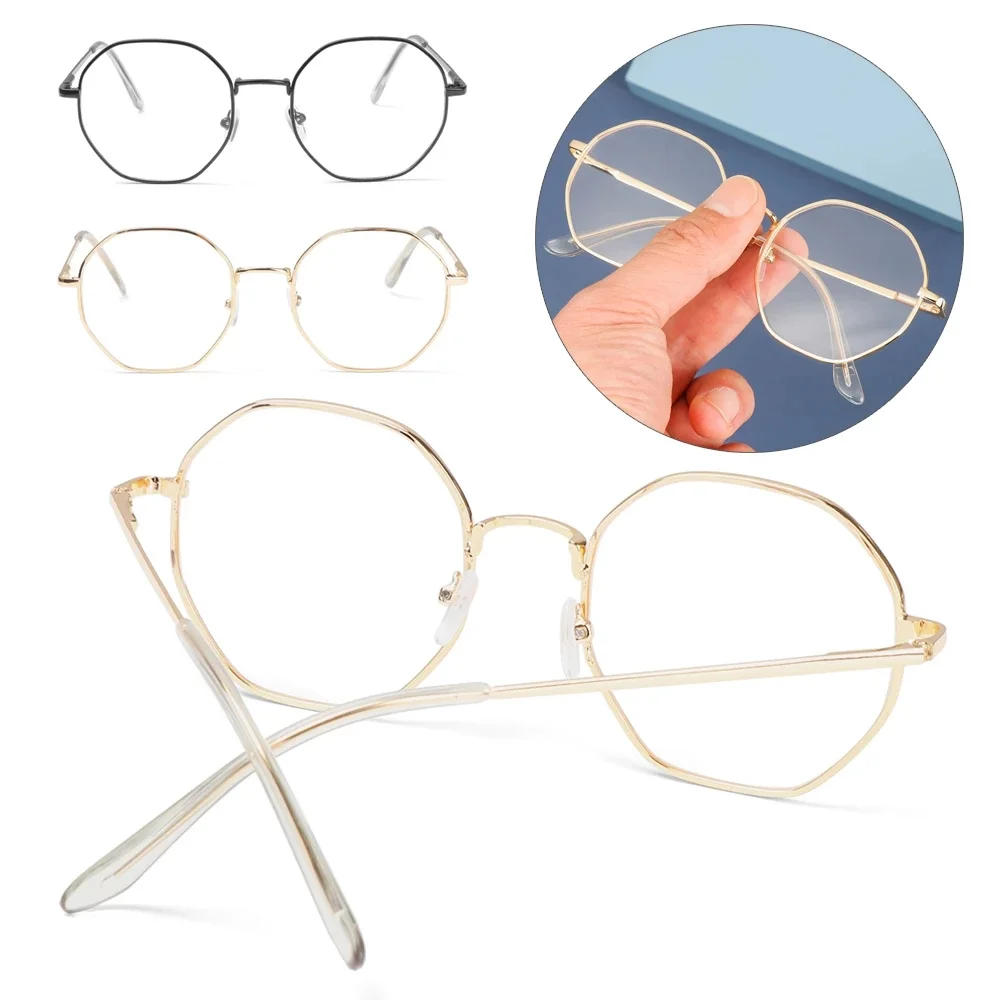 Women Vintage Anti-blue Light Glasses Octagonal FrameComputer Eyeglasses UV400 Optical Eyewear Trendy Transparent Glasses 2022