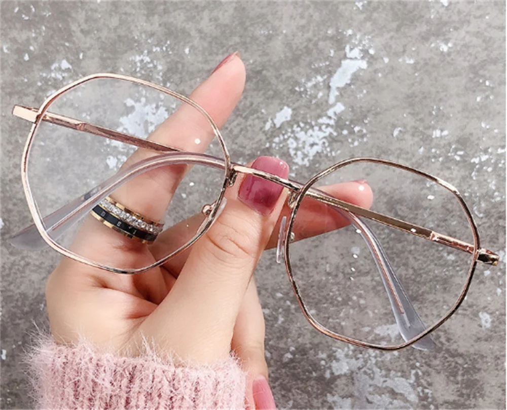 Women Vintage Anti-blue Light Glasses Octagonal FrameComputer Eyeglasses UV400 Optical Eyewear Trendy Transparent Glasses 2022