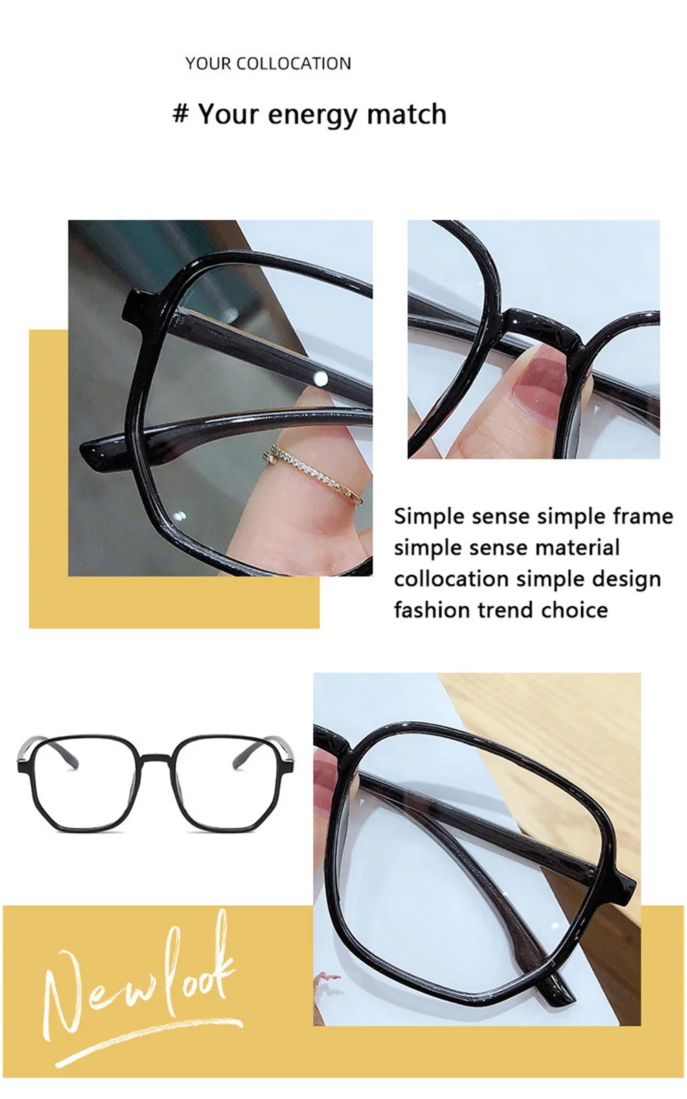 Transparent Anti Blue Light Glasses Women Large Frame Square Eyewear Oversize Computer Glasses Women Men Zero Lens Eyeglasses