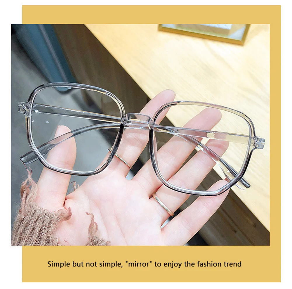 Transparent Anti Blue Light Glasses Women Large Frame Square Eyewear Oversize Computer Glasses Women Men Zero Lens Eyeglasses