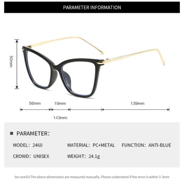 KLASSNUM Oversized Cat Eye Glasses for Women: Flat Mirror & Blue Light Protection - Image 6