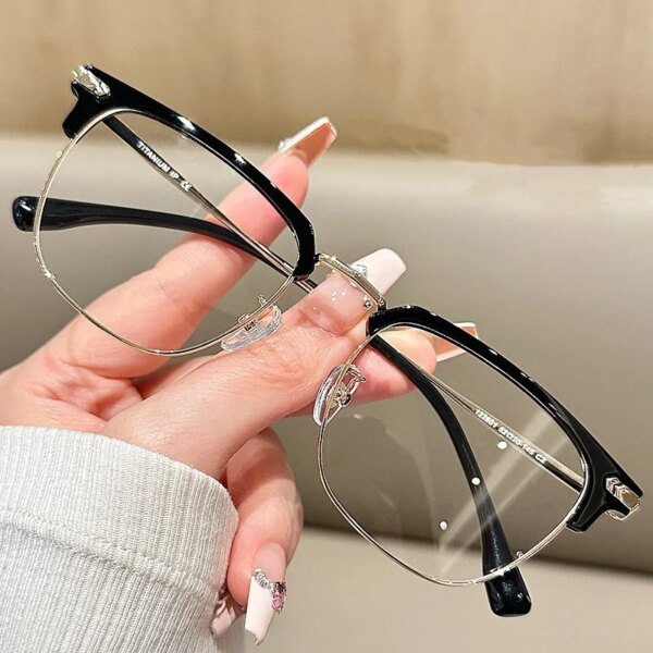 KLASSNUM Transparent Lens Glasses with Blue Light Filtering: Retro Black Design - Image 2