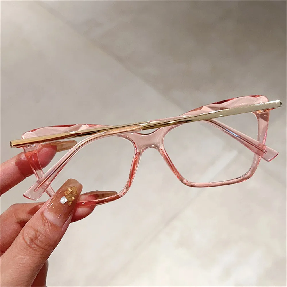 KLASSNUM Computer Glasses for Women Cat Eye Frame Anti-blue Light Glasses Transparent Lens Eyeglasses Flat Mirror Eyewear 2024