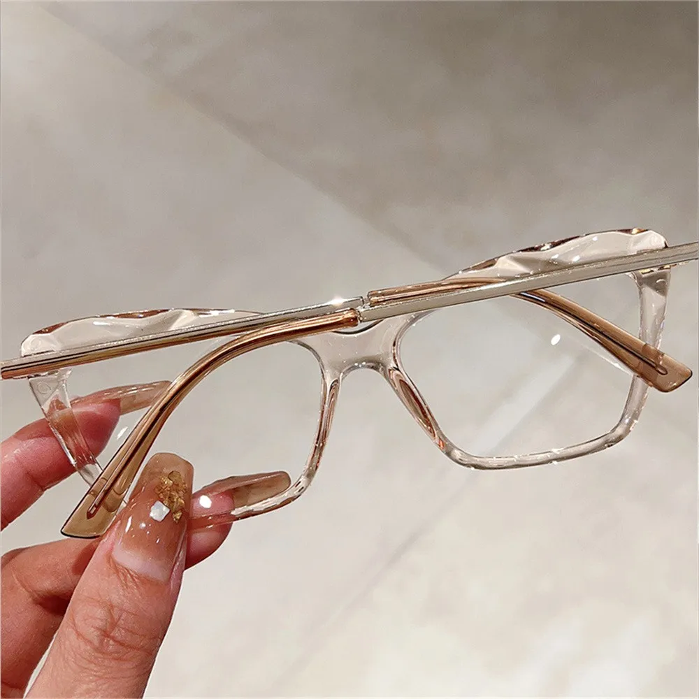 KLASSNUM Computer Glasses for Women Cat Eye Frame Anti-blue Light Glasses Transparent Lens Eyeglasses Flat Mirror Eyewear 2024