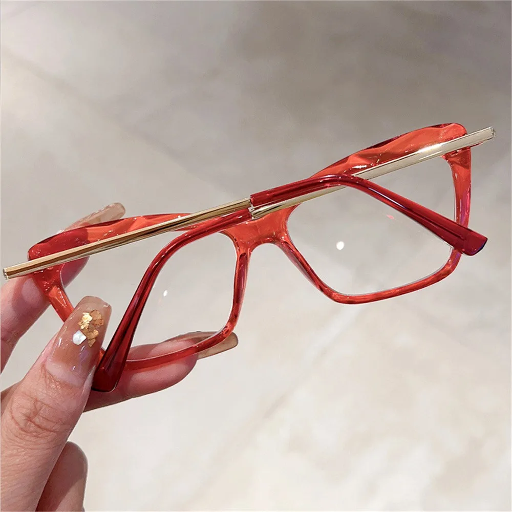 KLASSNUM Computer Glasses for Women Cat Eye Frame Anti-blue Light Glasses Transparent Lens Eyeglasses Flat Mirror Eyewear 2024