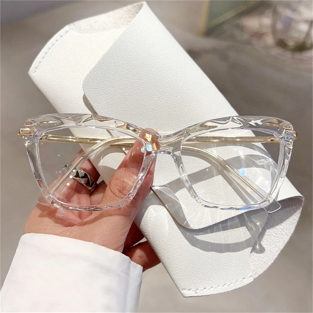 KLASSNUM Computer Glasses for Women Cat Eye Frame Anti-blue Light Glasses Transparent Lens Eyeglasses Flat Mirror Eyewear 2024